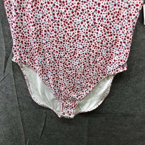 NWT Old Navy Cami Bodysuit Womens XXL Americana Floral Red Blue Square Neck - Picture 4 of 10